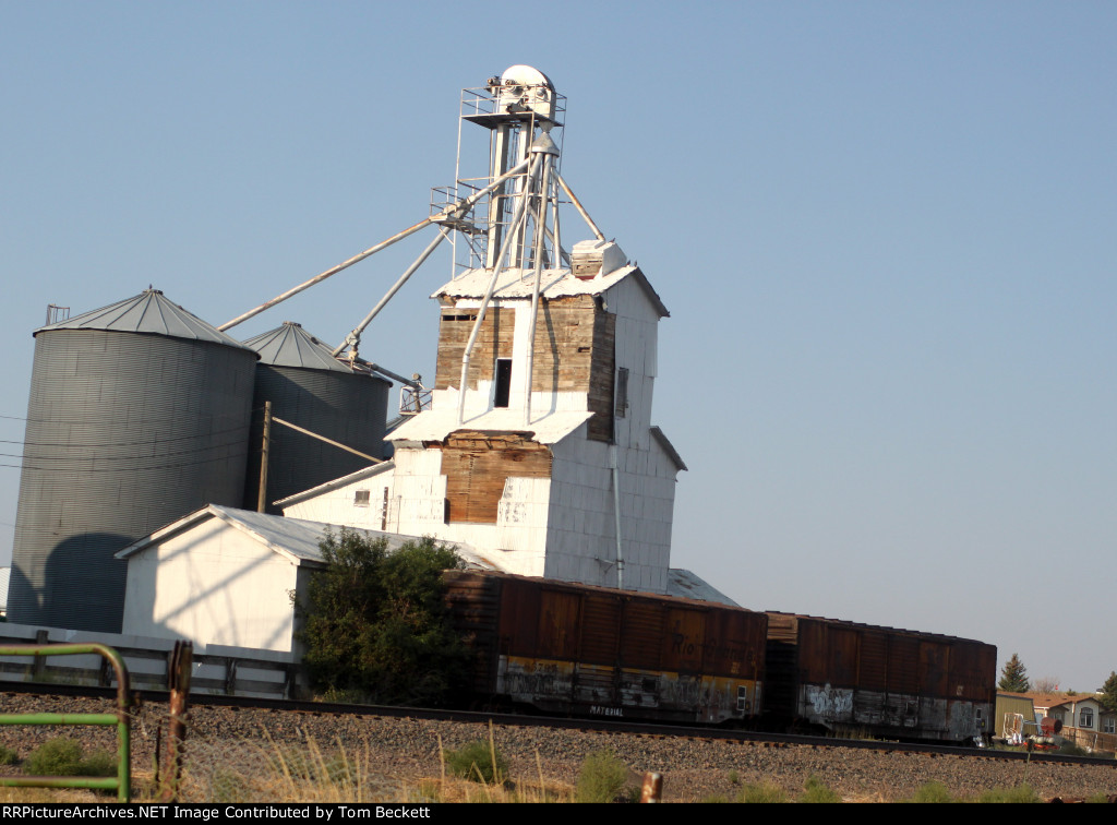 Box cars and an elevator